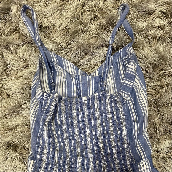 Hollister women blue and white striped spaghetti straps romper. Size S. Used. - Picture 8 of 8